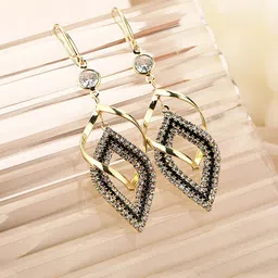 Unwind by Yellow Chimes Black Contemporary Drop Earrings image 1