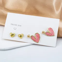 VIEN Set Of 3 Gold Plated Studs Earrings-picture-35