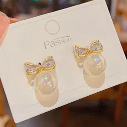 VIEN  Bow Tassel Gold-Plated Studs Earrings-image-76