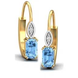 KUBERBOX Meridian Aquamarine 18KT Gold Diamond-Studded Hoop Earrings - 1.8gm-picture-38
