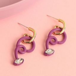 DressBerry Gold-Plated Stones Studded Drop Earrings-image-20