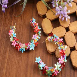 UNIVERSITY TRENDZ Gold-Plated Pearl Beaded Classic Hoop Earrings image 1