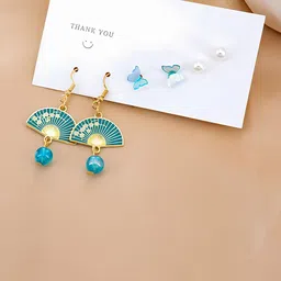 KARISHMA KREATIONS Set of 3 Gold-Plated Classic Earrings-image-1