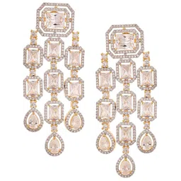 RATNAVALI JEWELS Silver-Plated American Diamond Studded Classic Drop Earrings-picture-37