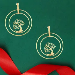 Adwitiya Collection Gold-Plated Brass Circular Drop Earrings-picture-16