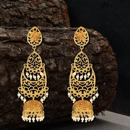 Adwitiya Collection Gold Plated Classic Drop Earrings-image-93
