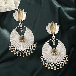Adwitiya Collection Silver-Plated Drop Earrings-image-63