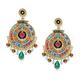 Mahi Multicoloured Gold Plated Dangler Drop Earrings-picture-45