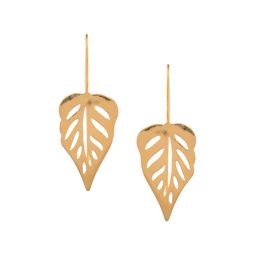Silvermerc Designs Gold-Plated Classic Leaf Shaped Drop Earrings-picture-27
