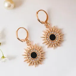 Silvermerc Designs Rose Gold-Plated Cubic Zirconia Studded Classic Drop Earrings-picture-10