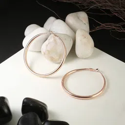 DressBerry Rose Gold-Plated Classic Hoop Earrings-picture-12
