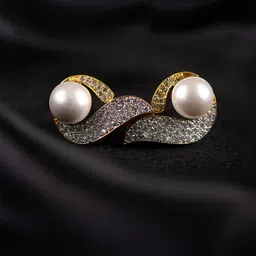 SHARLEEZ Rhodium-Plated Aritificial Stones Studded Contemporary Shaped Studs-picture-28