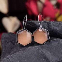 Saraf RS Jewellery Peach-Coloured Geometric Drop Earrings-picture-36