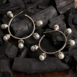 VENI Silver-Toned Geometric Hoop Earrings-picture-33