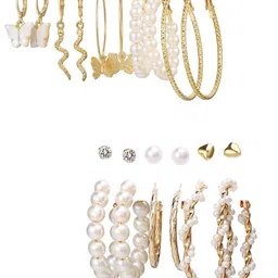 Vembley Set Of 11 Gold-Toned Contemporary Studs & Hoop Earrings-picture-15