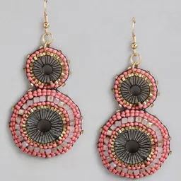 RICHEERA Pink & Grey Circular Drop Earrings-picture-25