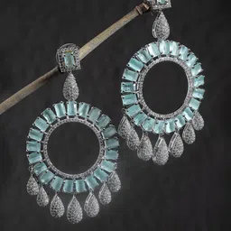 ZENEME Sea Green Circular Drop Earrings image 1