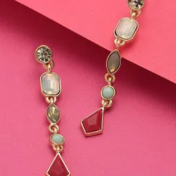 Accessorize Ramble Eclectic Stones Geometric Drop Earrings-picture-23