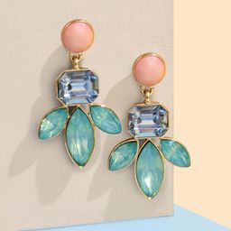 Accessorize London Gold-Toned & Blue Flower Crystal Short Drop Earring-picture-15
