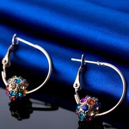 Scintillare By Sukkhi Gold-Plated Crystals-Studded Hoop Earrings-picture-26