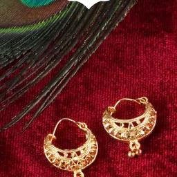 MEENAZ Set Of 2 Gold-Plated Circular Hoop Earrings-picture-41