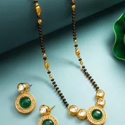 aadita Gold-Plated Kundan Stone Studded and Beaded Mangalsutra-picture-38