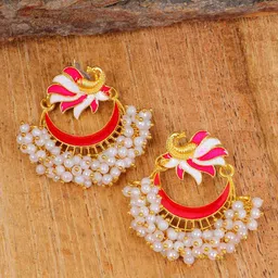 Crunchy Fashion Gold-Plated Peacock Shaped Chandbalis-image-26