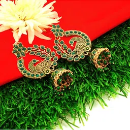 Fashion Frill Green Contemporary Jhumkas Earrings-picture-36