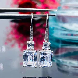 Peora Silver-Plated American Diamond Studded Contemporary Drop Earrings-picture-26