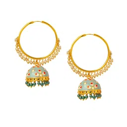 Shining Jewel - By Shivansh Gold-Toned Contemporary Jhumkas Earrings-picture-26