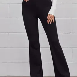 BROADSTAR Women Relaxed Straight Leg Flared High-Rise Easy Wash Bootcut Trousers-picture-5
