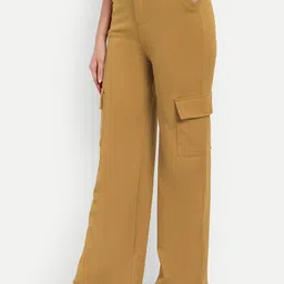 BROADSTAR Women Smart Straight Fit High-Rise Easy Wash Cargos Trousers-image-89