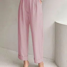 Kotty Women Relaxed Straight Leg Fit High-Rise Easy Wash Pleated Trousers-picture-14
