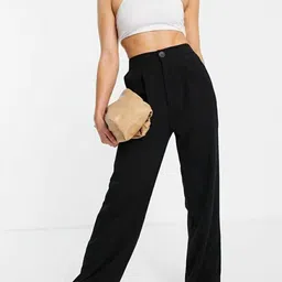 Next One Women Relaxed Straight Leg Loose Fit High-Rise Easy Wash Parallel Trousers-picture-26