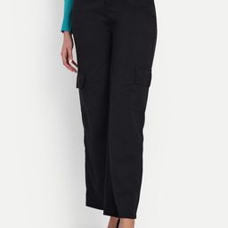 Next One Women Relaxed Straight Leg Loose Fit High-Rise Easy Wash Cargos Trousers-picture-48