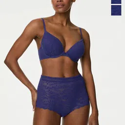 Marks & Spencer Pack of 3 Laced High-Rise Basic Briefs- T614902FBRIGHT INDIGO-picture-39
