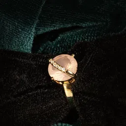 GOLD CASH Gold-Plated Cubic Zirconia Stone-Studded Oval Shaped Adjustable Finger Ring-picture-17