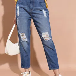 Tokyo Talkies Women Mid-Rise Straight Fit Mildly Distressed Light Fade Jeans-image-44