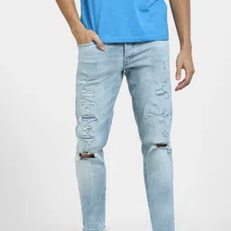 Jack & Jones Men Slim Fit Low-Rise Highly Distressed Heavy Fade Stretchable Jeans-picture-41