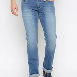 Basics Men Blue Tapered Fit Heavy Fade Stretchable Jeans-picture-17
