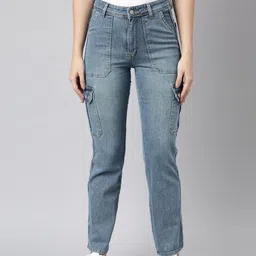 SHOWOFF Women Jean Straight Fit Light Fade Clean Look Stretchable Denim Corgo Jeans-picture-14