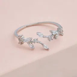 Kushal's Fashion Jewellery Rhodium-Plated & White CZ-Studded Finger Ring-picture-57