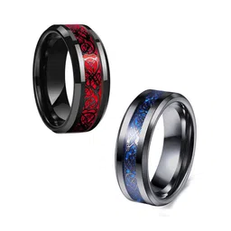 MEENAZ Men Set Of 2 Silver-Plated Stainless Steel Rings-picture-36