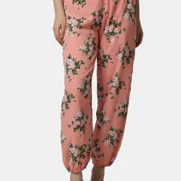 Popwings Women Floral Printed Relaxed Loose Fit Easy Wash Trousers-image-75