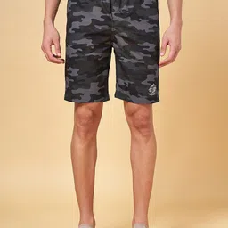 Urban Ranger by pantaloons Men Slim Fit Camouflage Printed Mid-Rise Cotton Shorts-image-92