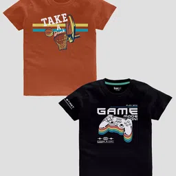 BAESD Boys Pack Of 2 Typography Printed Pure Cotton T-Shirt-picture-42