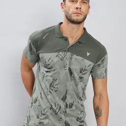 Technosport Men Tropical Printed Polo Collar Slim Fit T-shirt-picture-31