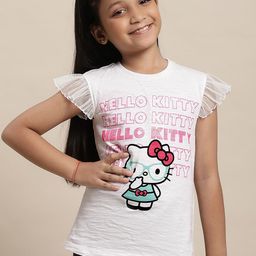 Kids Ville Girls Hello Kitty Printed Pure Cotton Tshirt-picture-17