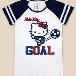 Kids Ville Girls Hello Kitty Printed Pure Cotton T-Shirt image 1