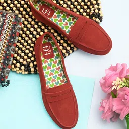 Hydes N Hues Women Rust Suede Slip-On Sneakers-image-37